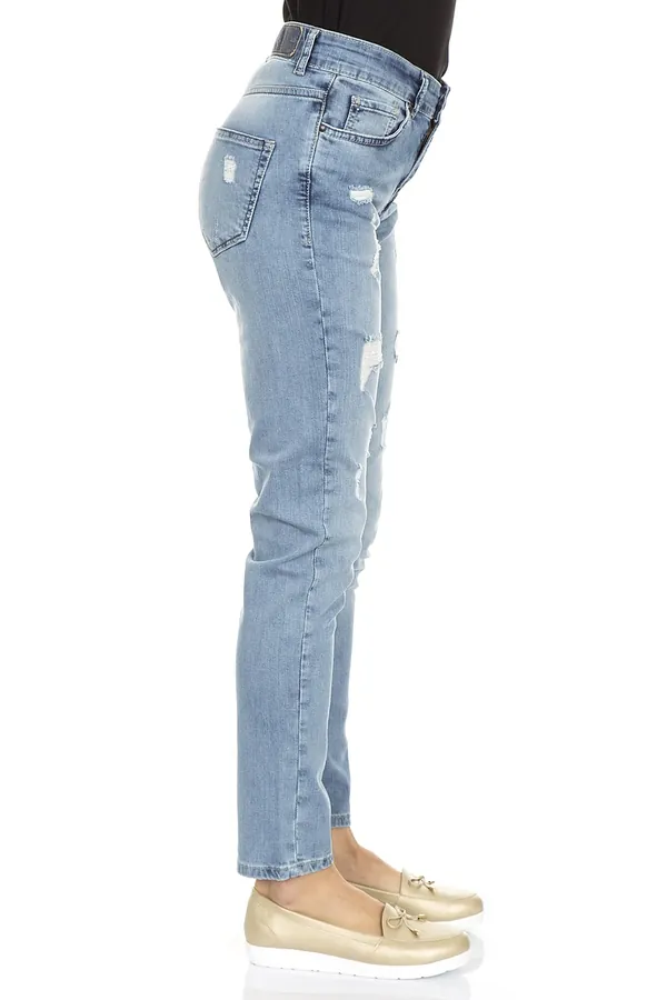 Açık Mavi Yırtık Boyfriend Jean