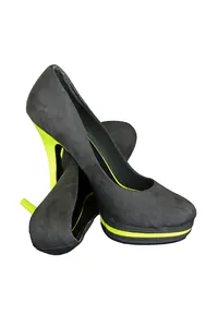 Antrasit Süet Neon Platform Ayakkabı