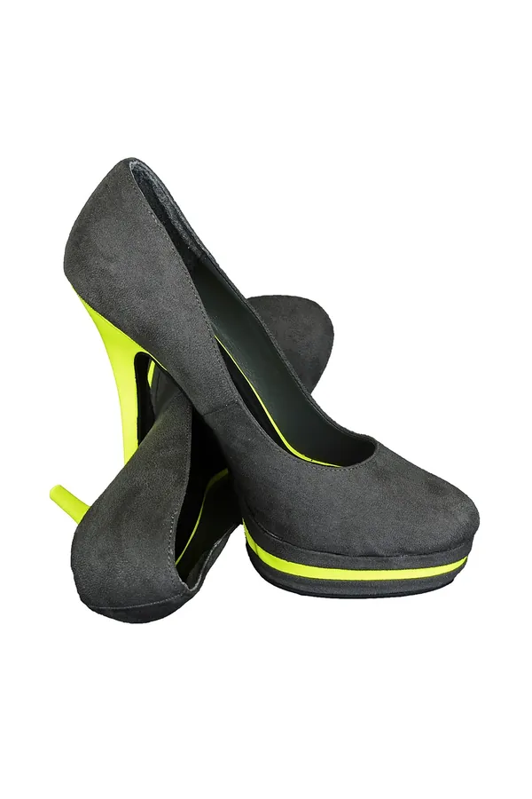 Antrasit Süet Neon Platform Ayakkabı