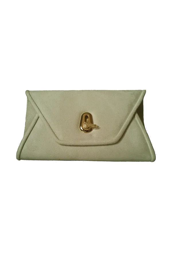 Çağla Yeşili Süet Zarf Clutch