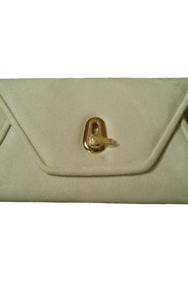 Çağla Yeşili Süet Zarf Clutch