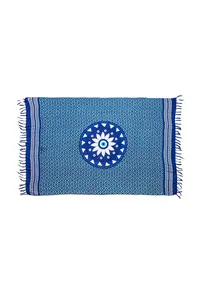 Mavi Nazar Motifli Pamuklu Şal