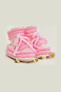 Pembe Örgü Bebek Patiği