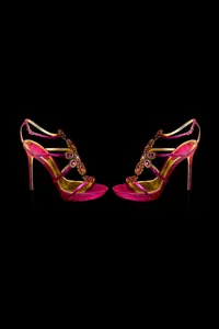 Pembe Taşlı Stiletto Sandalet