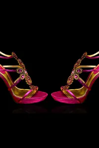Pembe Taşlı Stiletto Sandalet