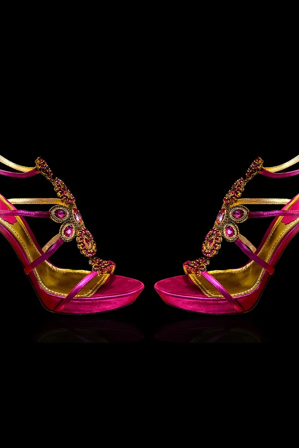 Pembe Taşlı Stiletto Sandalet