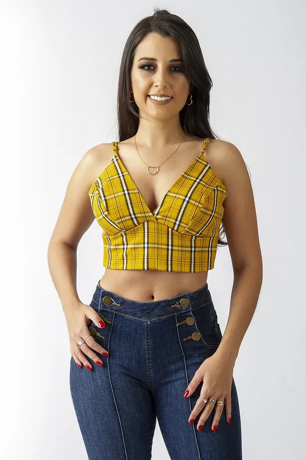 Sarı Ekose Crop Top